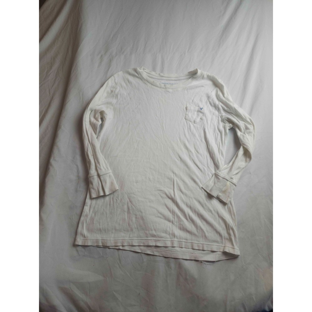 American Eagle AE Favorite T Shirt Mens XLarge White Pocket Tee‎ Long Sleeves
